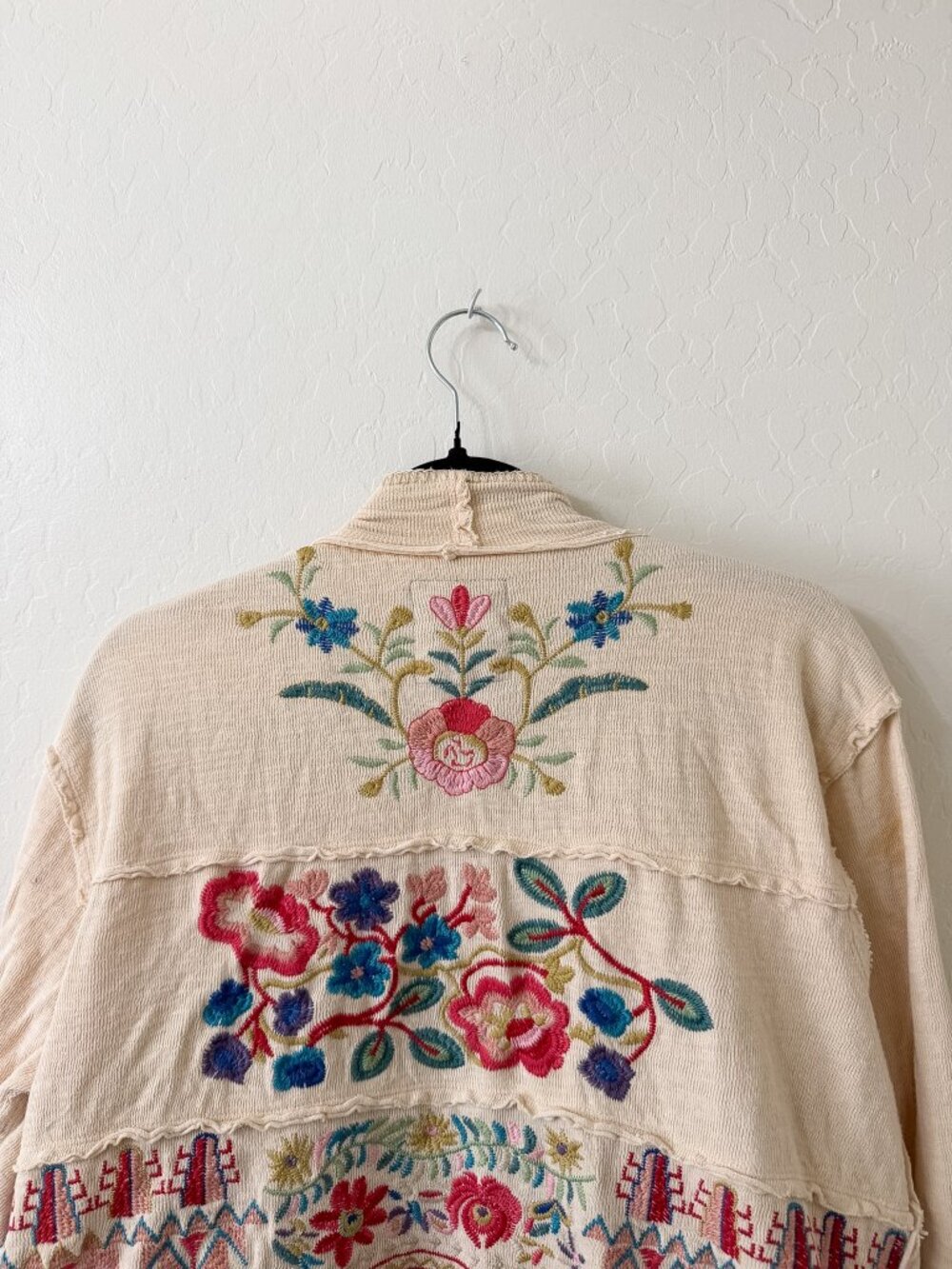 Johnny Was Biya Embroidered Krisly Wrap Cardigan Cream Rainbow - Picture 8 of 9